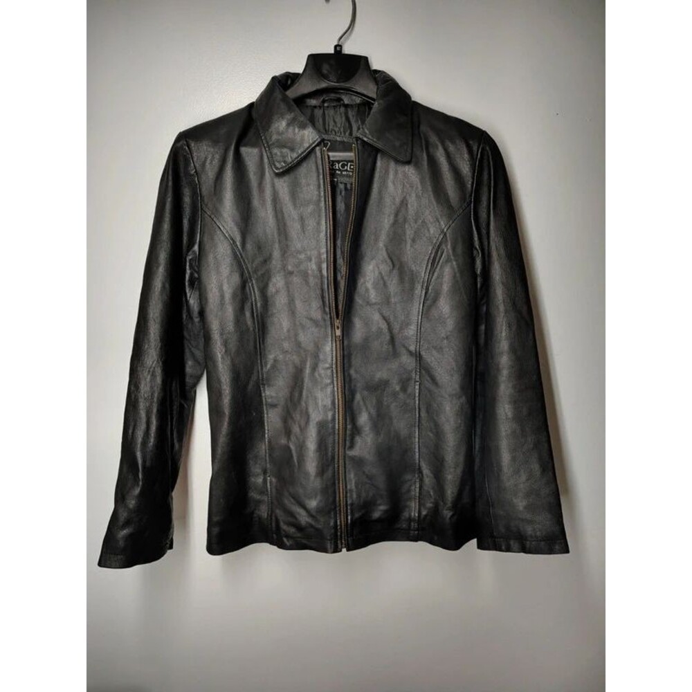 VTG TiRaGe by Cougar Black Genuine Leather Zip-Up Jacket-Size L